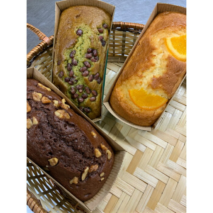 [送料無料]お土産などに！パウンドケーキ3本セット！オレンジ、チョコ、抹茶